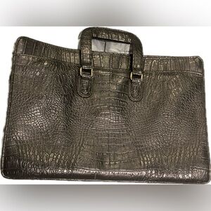 Apri black leather laptop tote